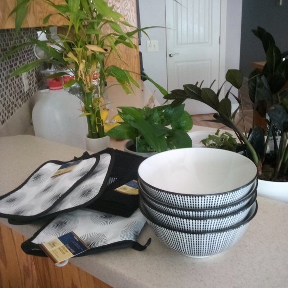 Royal Norfolk Set of 4 New 6" Bowls & Hot Pads - Picture 8 of 9